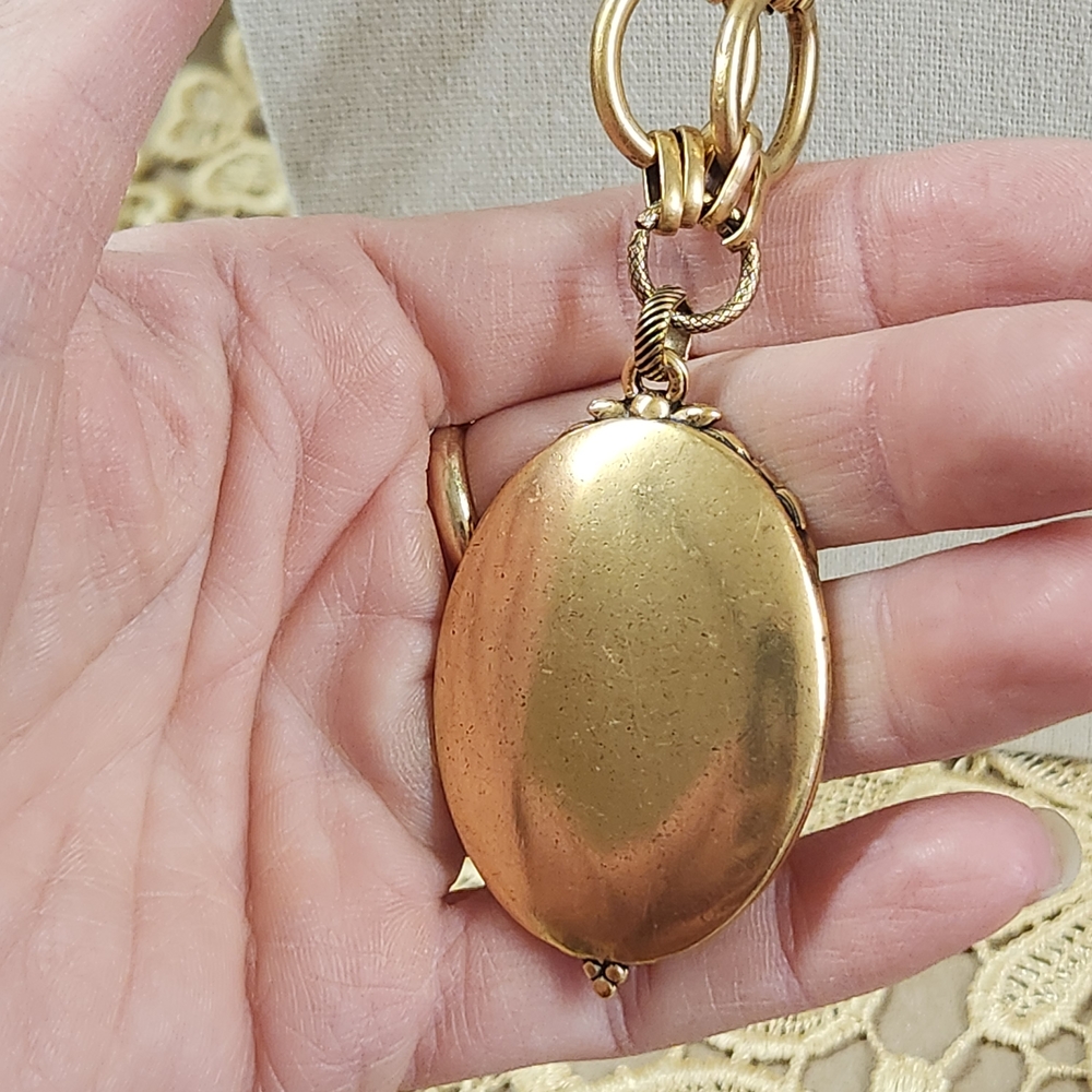 Patricia Nash Gold Tone Horse Cameo Necklace Chain Link Equestrian NWT New - Picture 8 of 14
